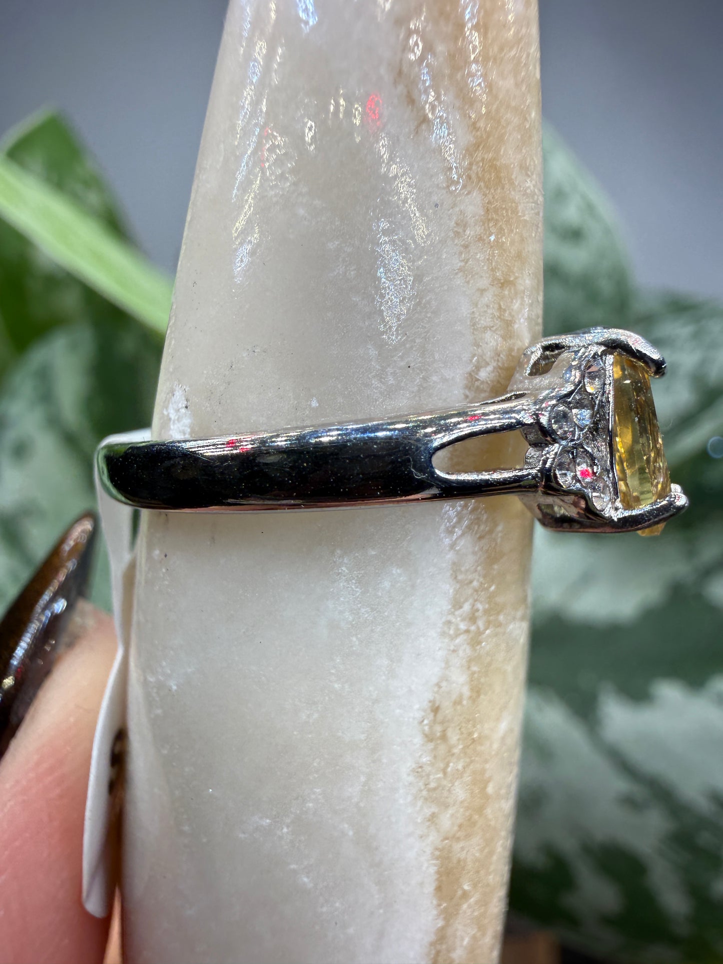 Faceted Citrine Ring Size 7 in 316L Stainless Steel- 6x8mm Oval Gemstone