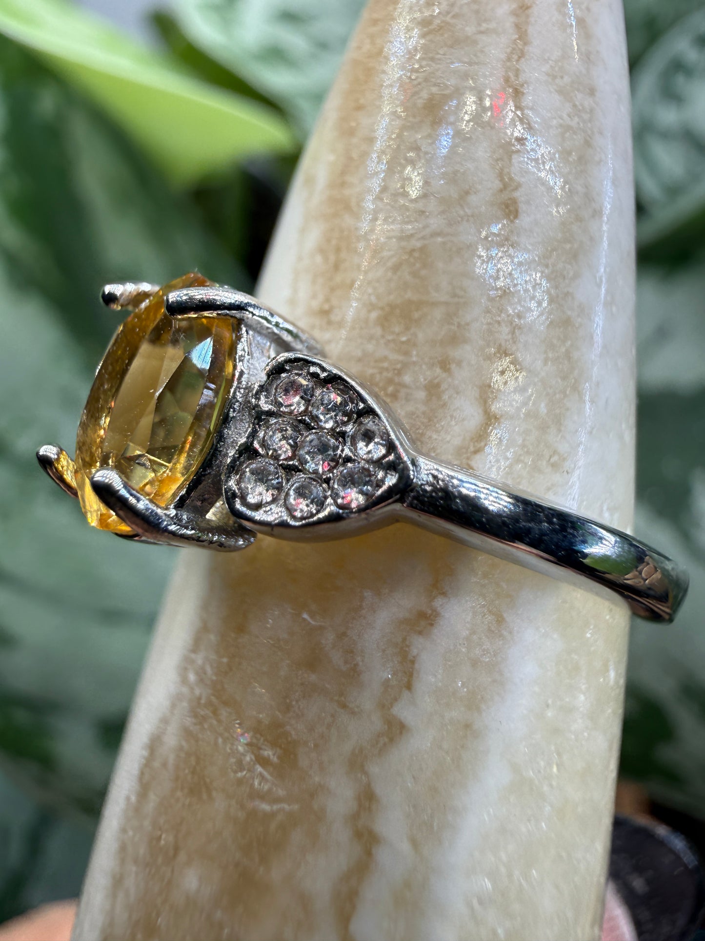 Faceted Citrine Ring Size 8 in 316L Stainless Steel- 6x8mm Oval Gemstone