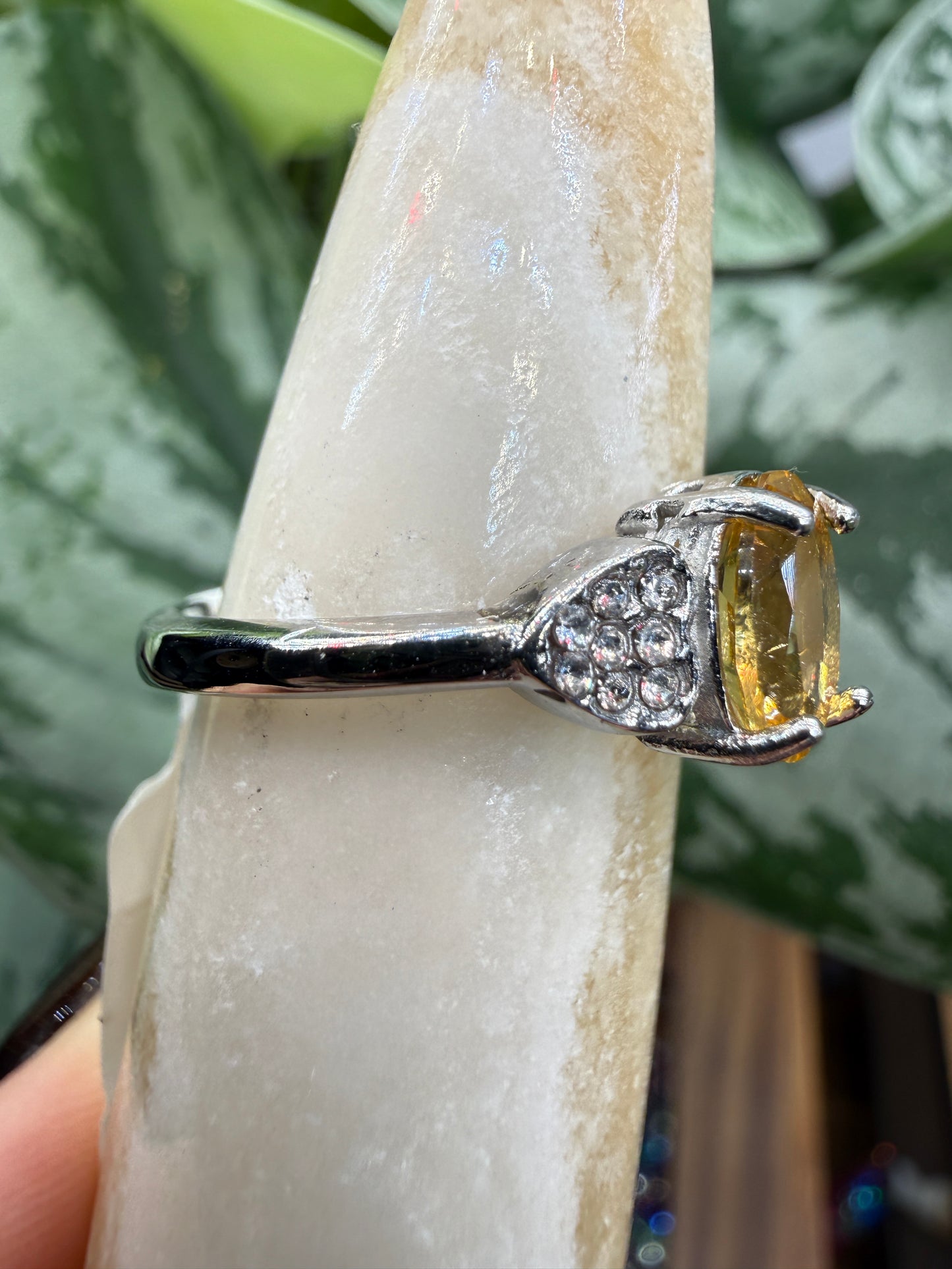 Faceted Citrine Ring Size 8 in 316L Stainless Steel- 6x8mm Oval Gemstone