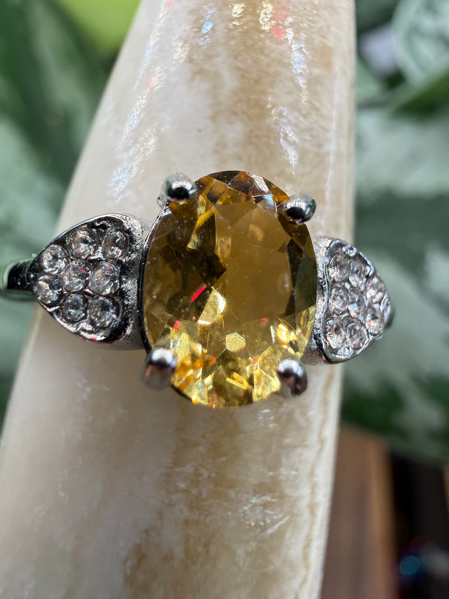Faceted Citrine Ring Size 8 in 316L Stainless Steel- 6x8mm Oval Gemstone