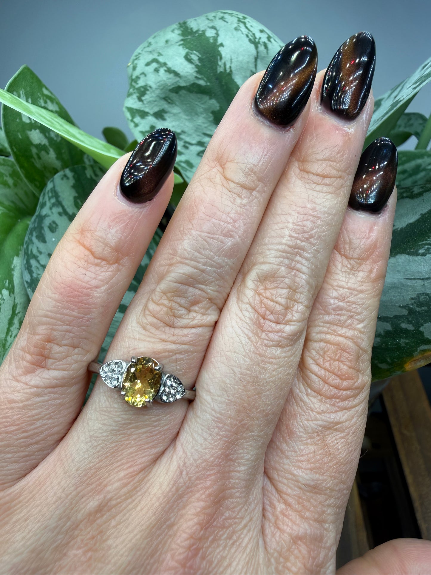 Faceted Citrine Ring Size 8 in 316L Stainless Steel- 6x8mm Oval Gemstone