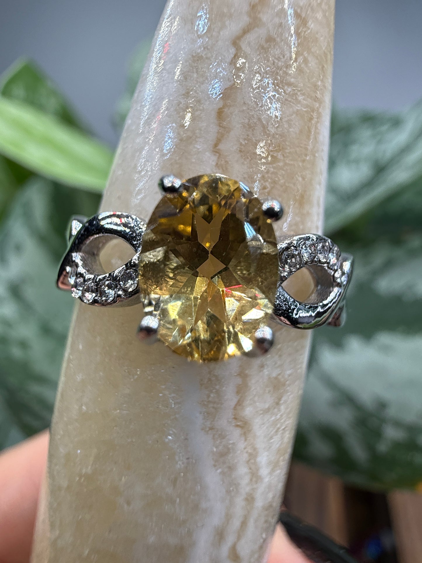 Faceted Citrine Ring Size 8 in 316L Stainless Steel- 6x8mm Oval Gemstone
