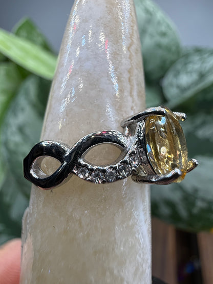 Faceted Citrine Ring Size 8 in 316L Stainless Steel- 6x8mm Oval Gemstone