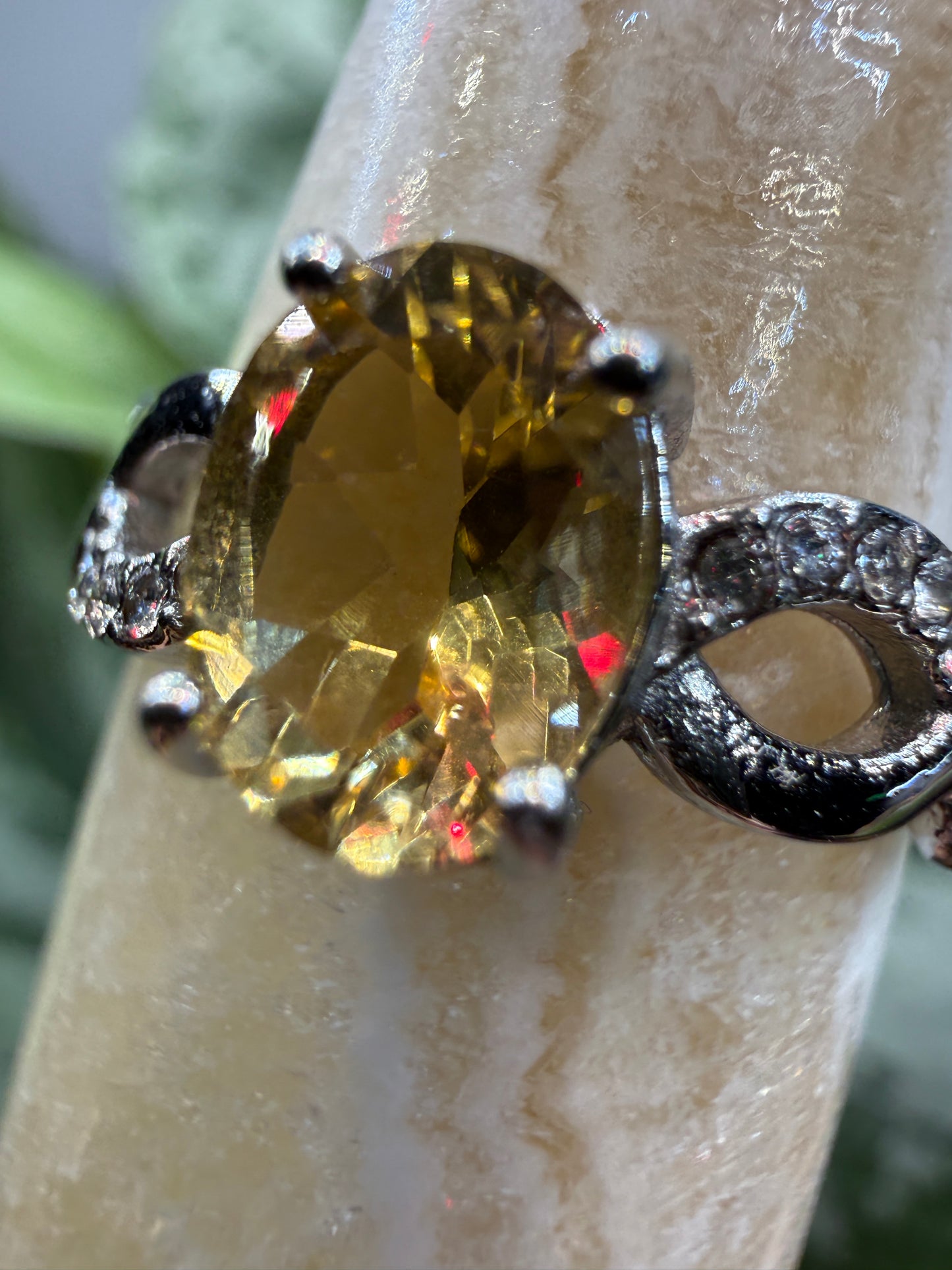 Faceted Citrine Ring Size 8 in 316L Stainless Steel- 6x8mm Oval Gemstone