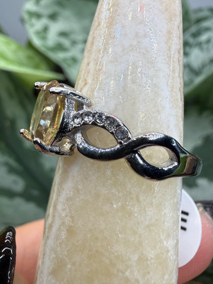 Faceted Citrine Ring Size 8 in 316L Stainless Steel- 6x8mm Oval Gemstone