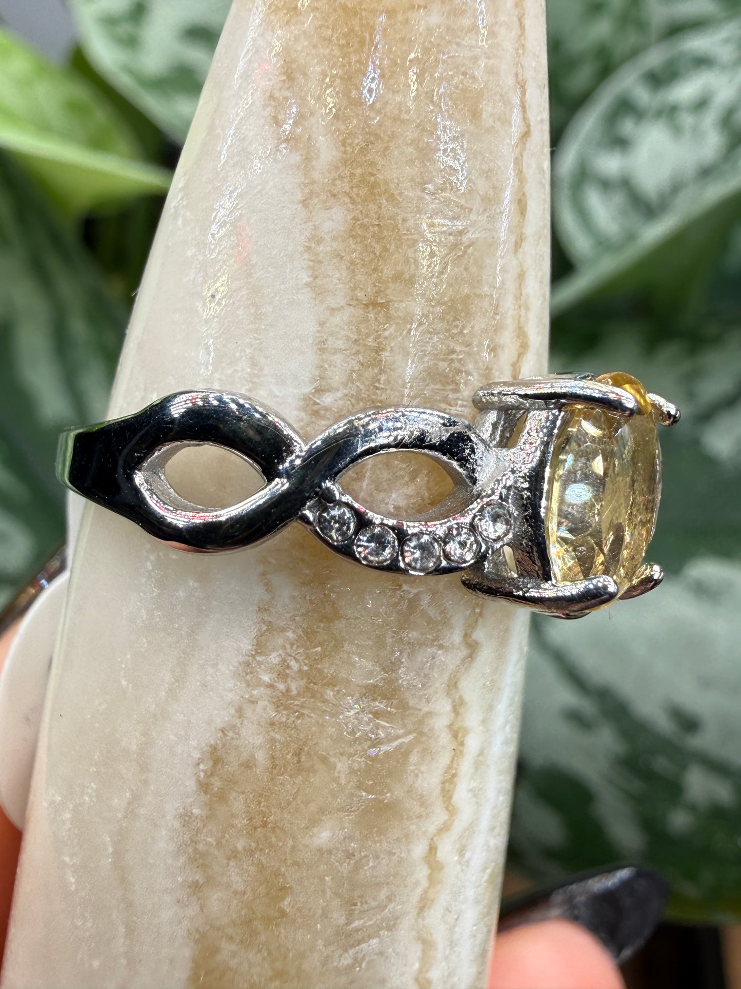 Faceted Citrine Ring Size 8 in 316L Stainless Steel- 6x8mm Oval Gemstone