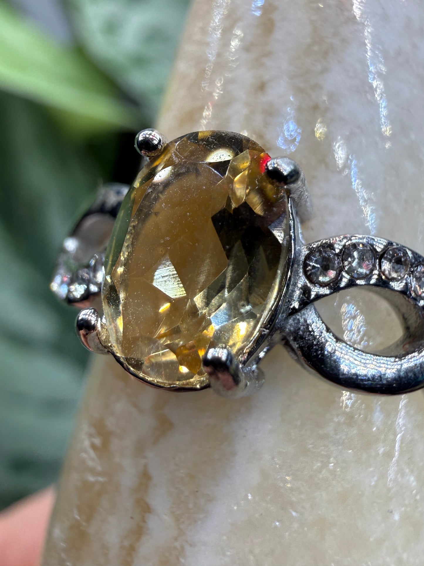 Faceted Citrine Ring Size 8 in 316L Stainless Steel- 6x8mm Oval Gemstone