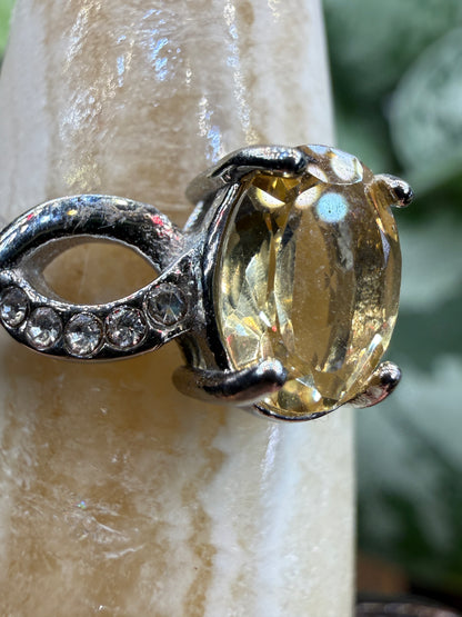 Faceted Citrine Ring Size 8 in 316L Stainless Steel- 6x8mm Oval Gemstone