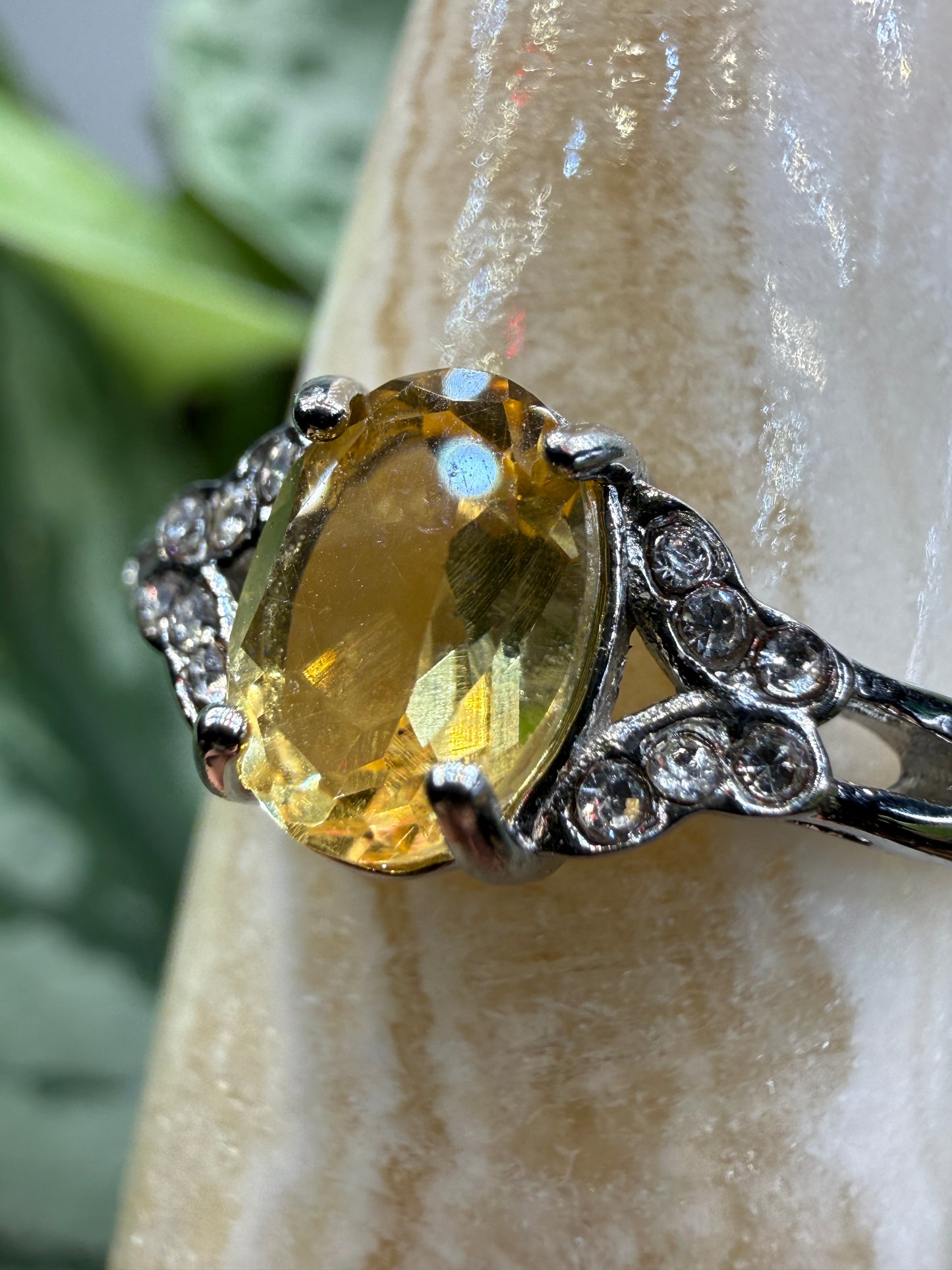 Faceted Citrine Ring Size 9 in 316L Stainless Steel- 6x8mm Oval Gemstone