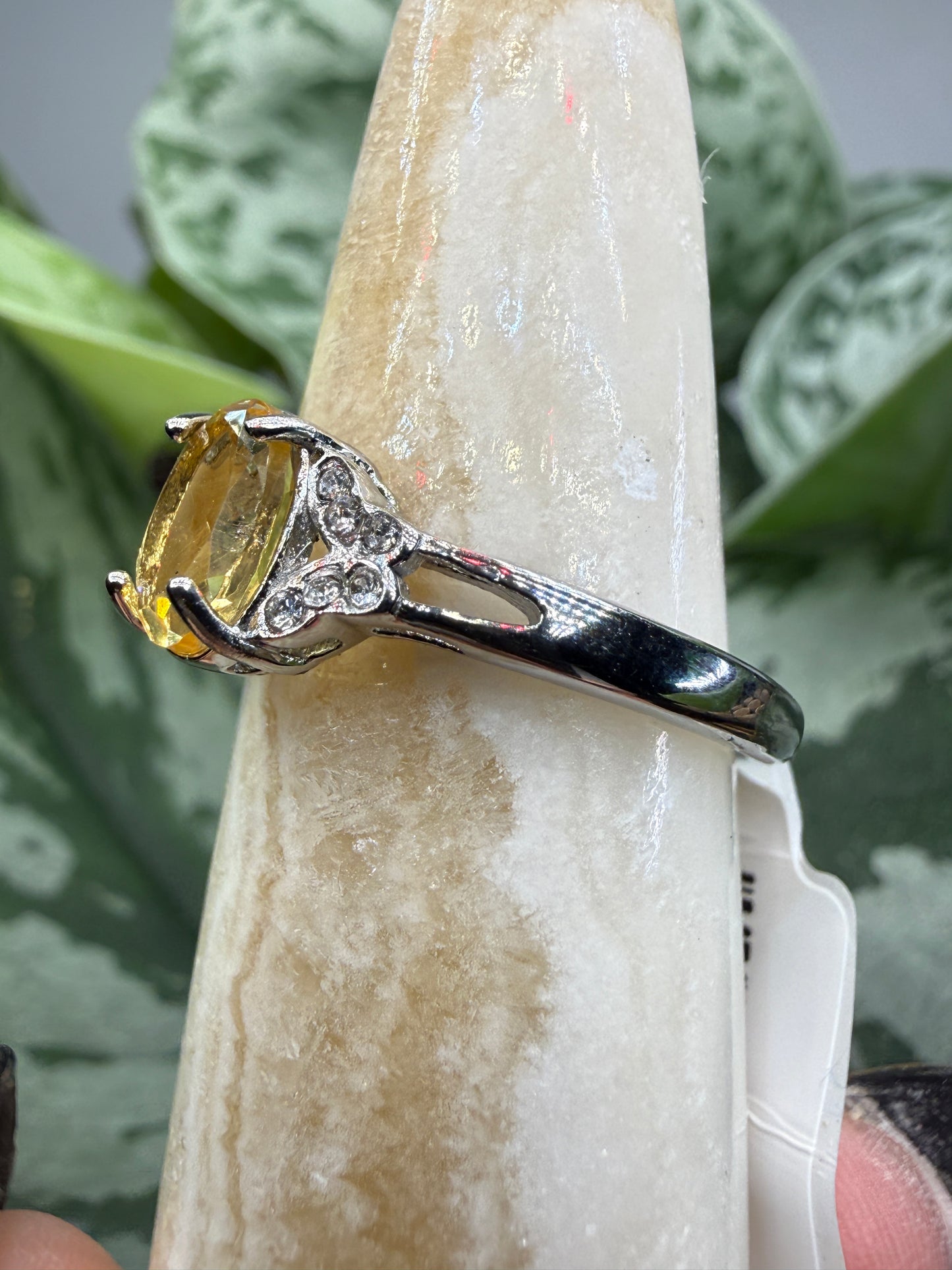 Faceted Citrine Ring Size 9 in 316L Stainless Steel- 6x8mm Oval Gemstone