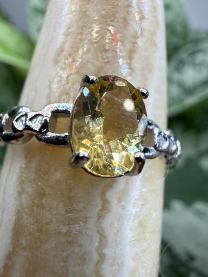 Faceted Citrine Ring Size 10 in 316L Stainless Steel- 6x8mm Oval Gemstone
