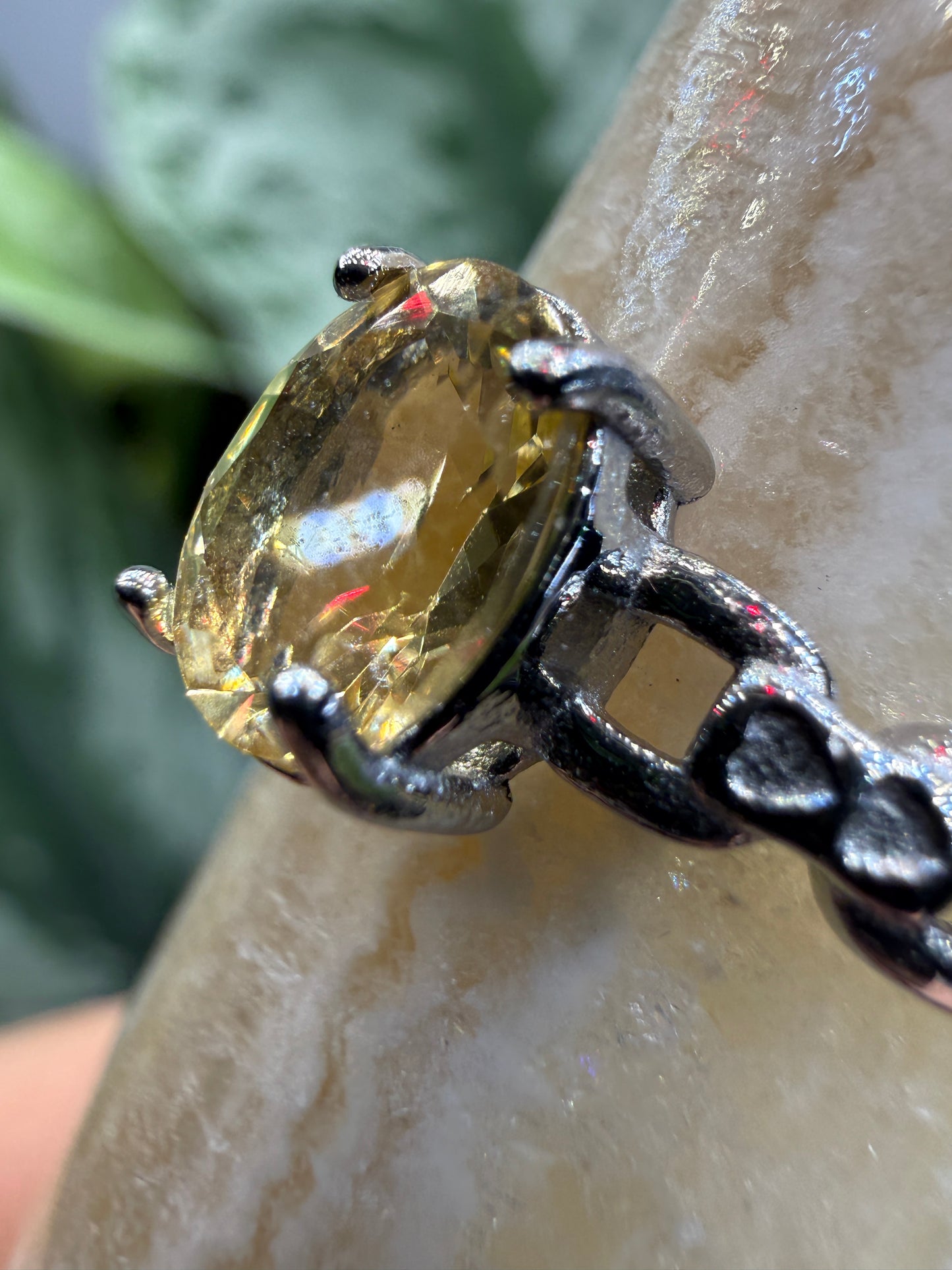 Faceted Citrine Ring Size 10 in 316L Stainless Steel- 6x8mm Oval Gemstone