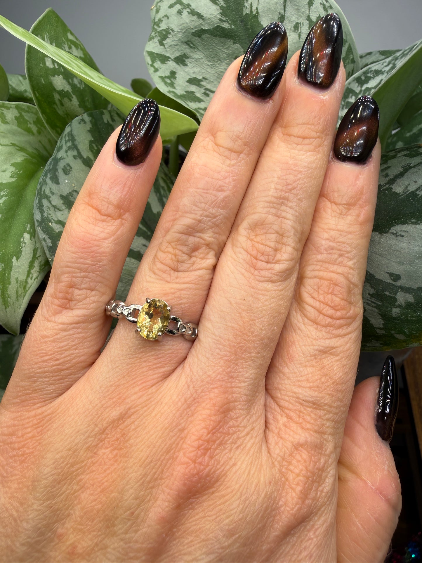 Faceted Citrine Ring Size 10 in 316L Stainless Steel- 6x8mm Oval Gemstone