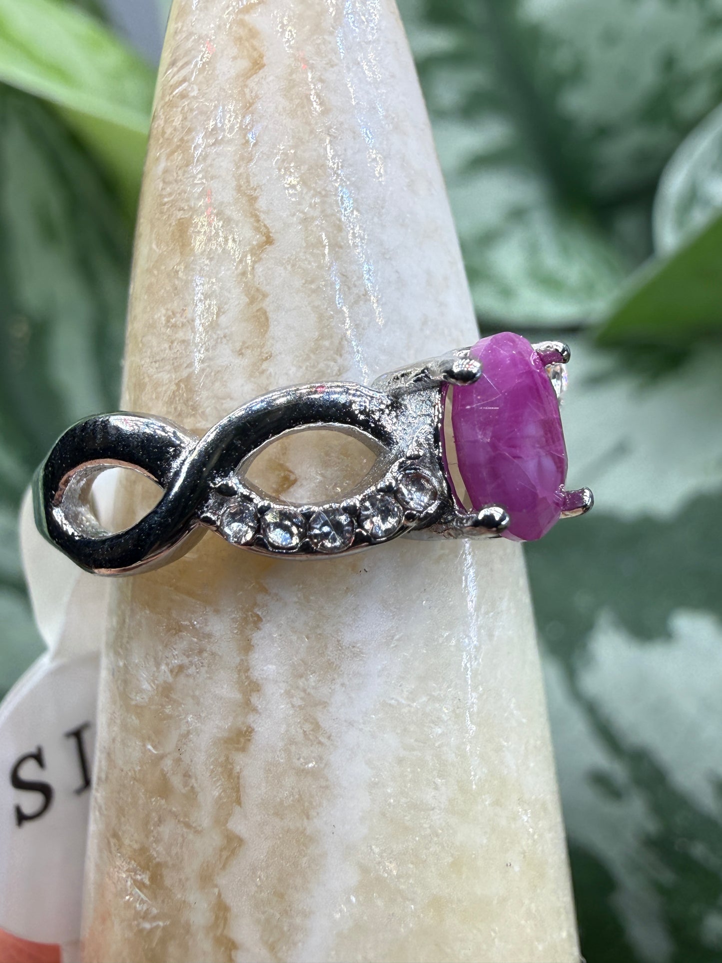 Faceted Ruby Ring Size 6 in 316L Stainless Steel- 4x6mm Oval Gemstone