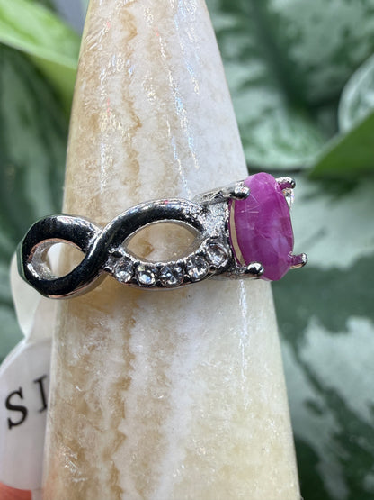 Faceted Ruby Ring Size 6 in 316L Stainless Steel- 4x6mm Oval Gemstone