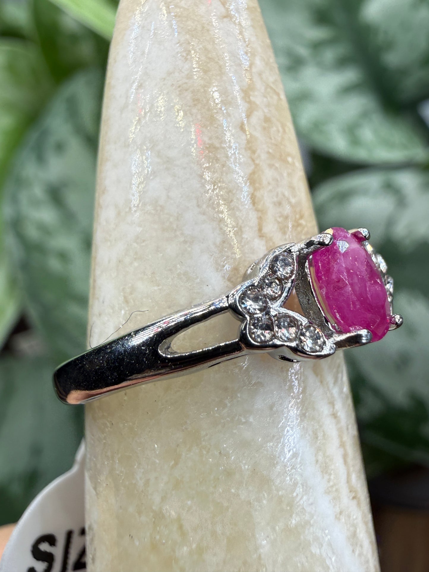 Faceted Ruby Ring Size 7 in 316L Stainless Steel- 4x6mm Oval Gemstone