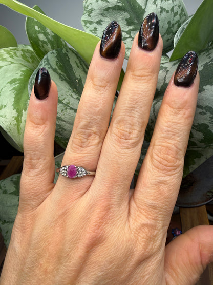 Faceted Ruby Ring Size 8 in 316L Stainless Steel- 4x6mm Oval Gemstone