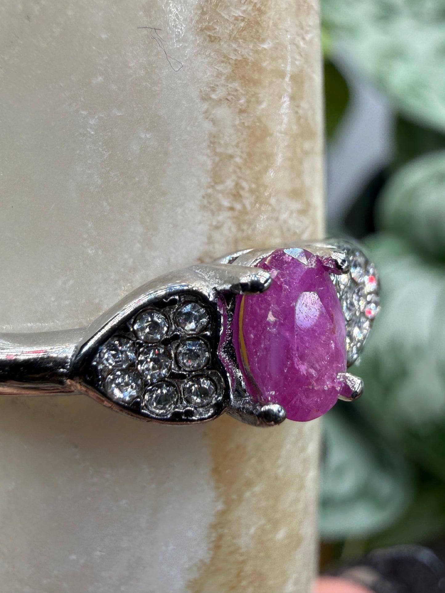Faceted Ruby Ring Size 10 in 316L Stainless Steel- 4x6mm Oval Gemstone