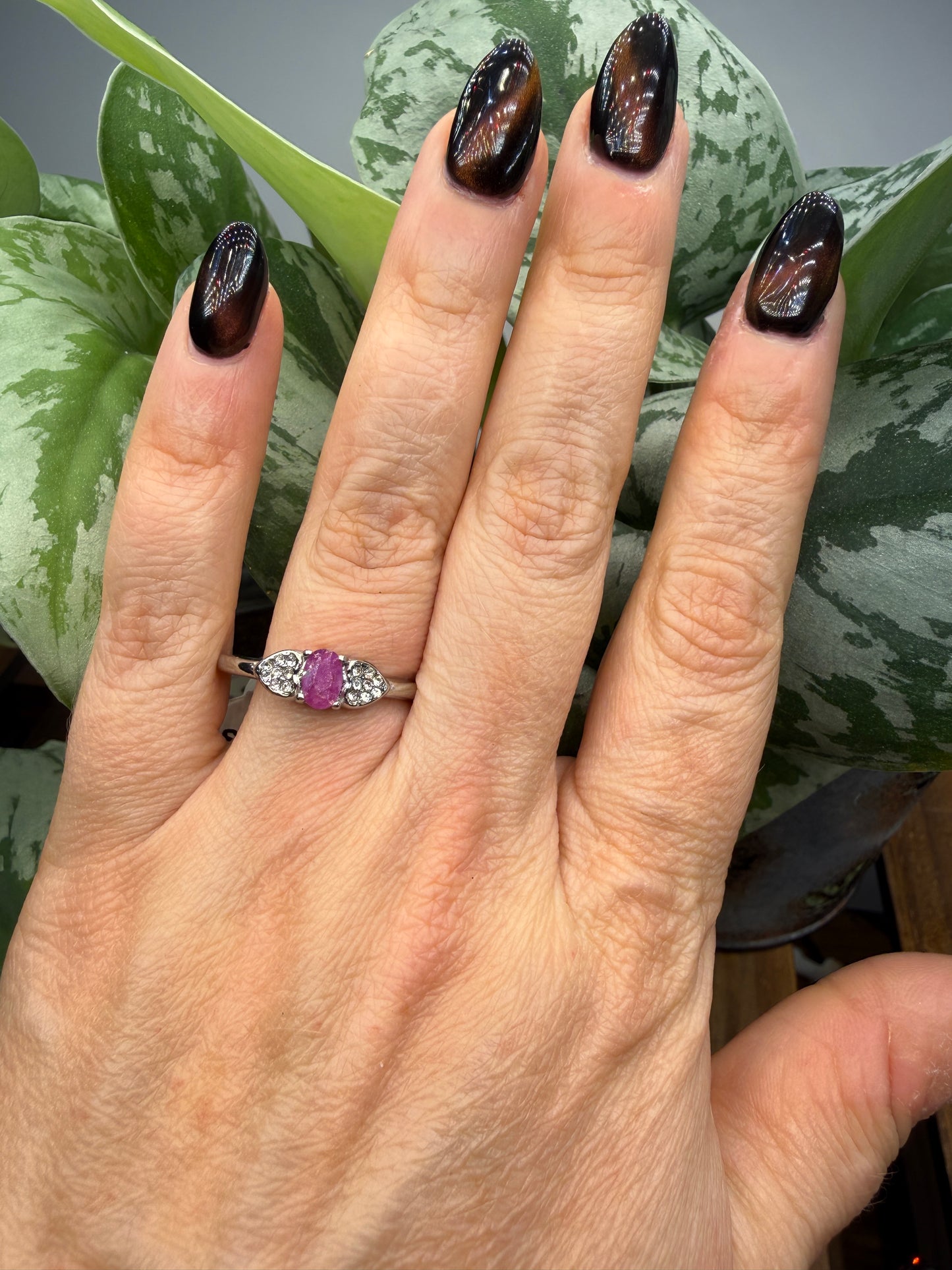 Faceted Ruby Ring Size 10 in 316L Stainless Steel- 4x6mm Oval Gemstone