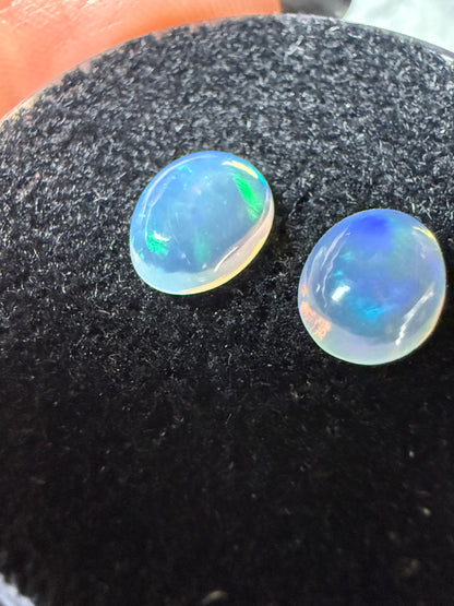 MATCHED PAIR! Natural Welo Opal Cabochon 8x6x3.5mm, 1.35ct total- Broadflash Crystal