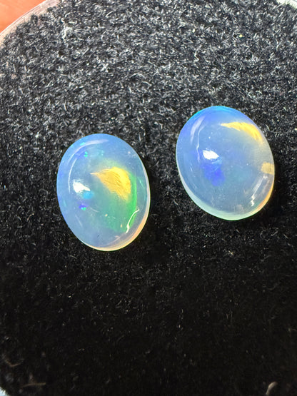 MATCHED PAIR! Natural Welo Opal Cabochon 8x6x3.5mm, 1.35ct total- Broadflash Crystal