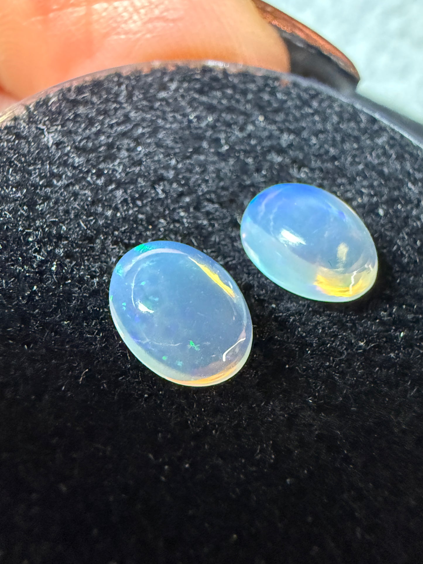 MATCHED PAIR! Natural Welo Opal Cabochon 8x6x3.5mm, 1.35ct total- Broadflash Crystal