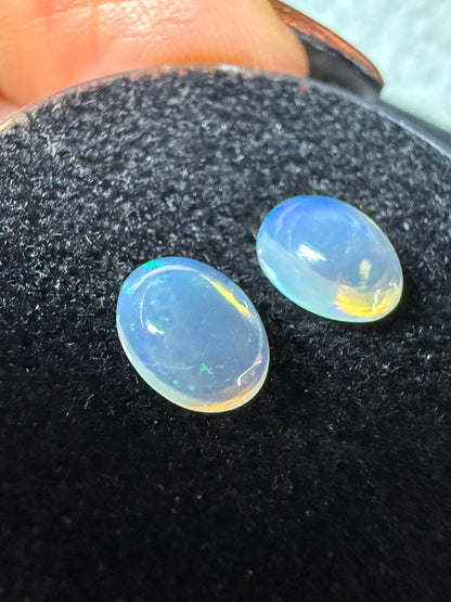 MATCHED PAIR! Natural Welo Opal Cabochon 8x6x3.5mm, 1.35ct total- Broadflash Crystal
