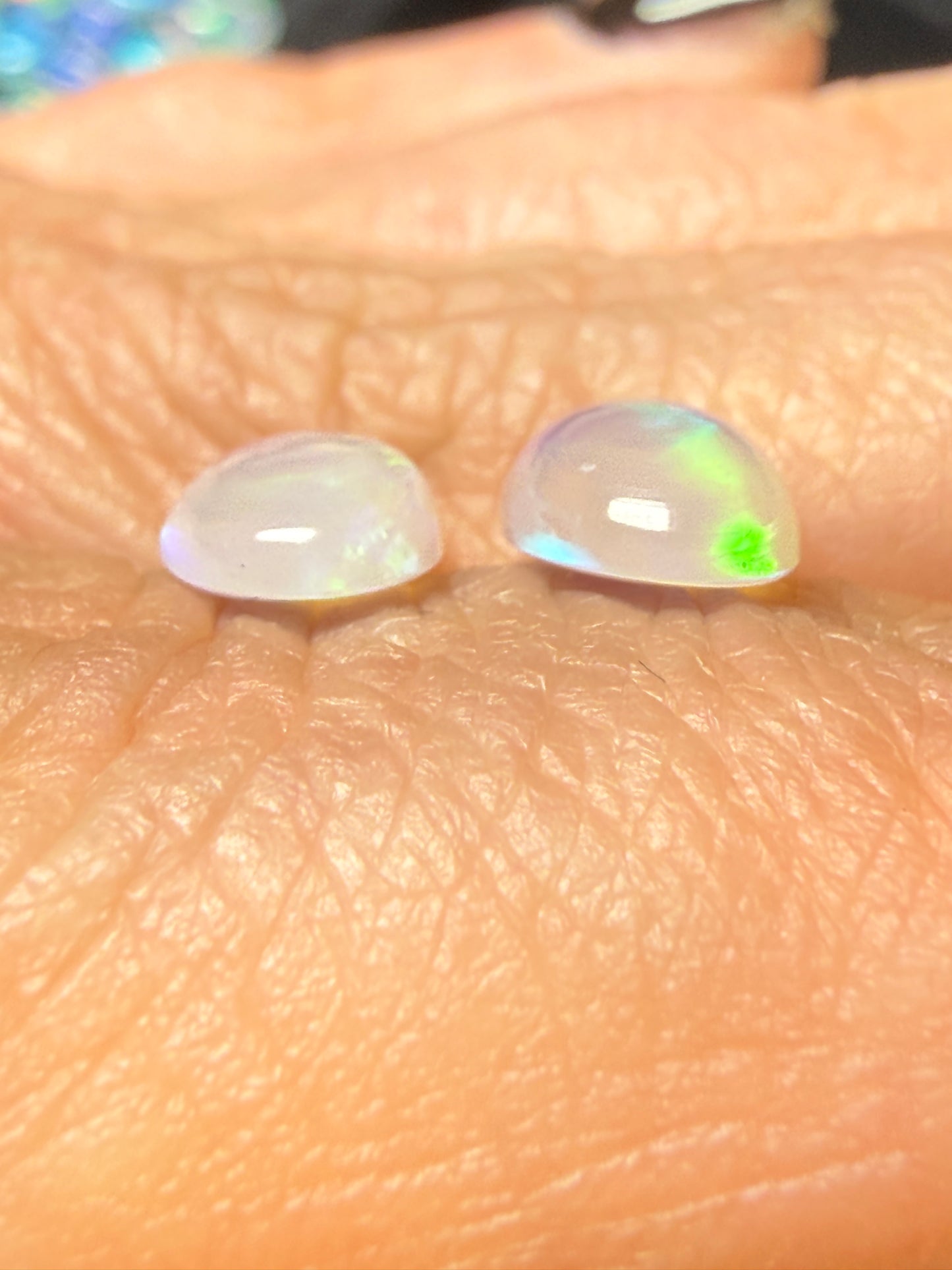 MATCHED PAIR! Natural Welo Opal Cabochon 8x6x3.5mm, 1.35ct total- Broadflash Crystal