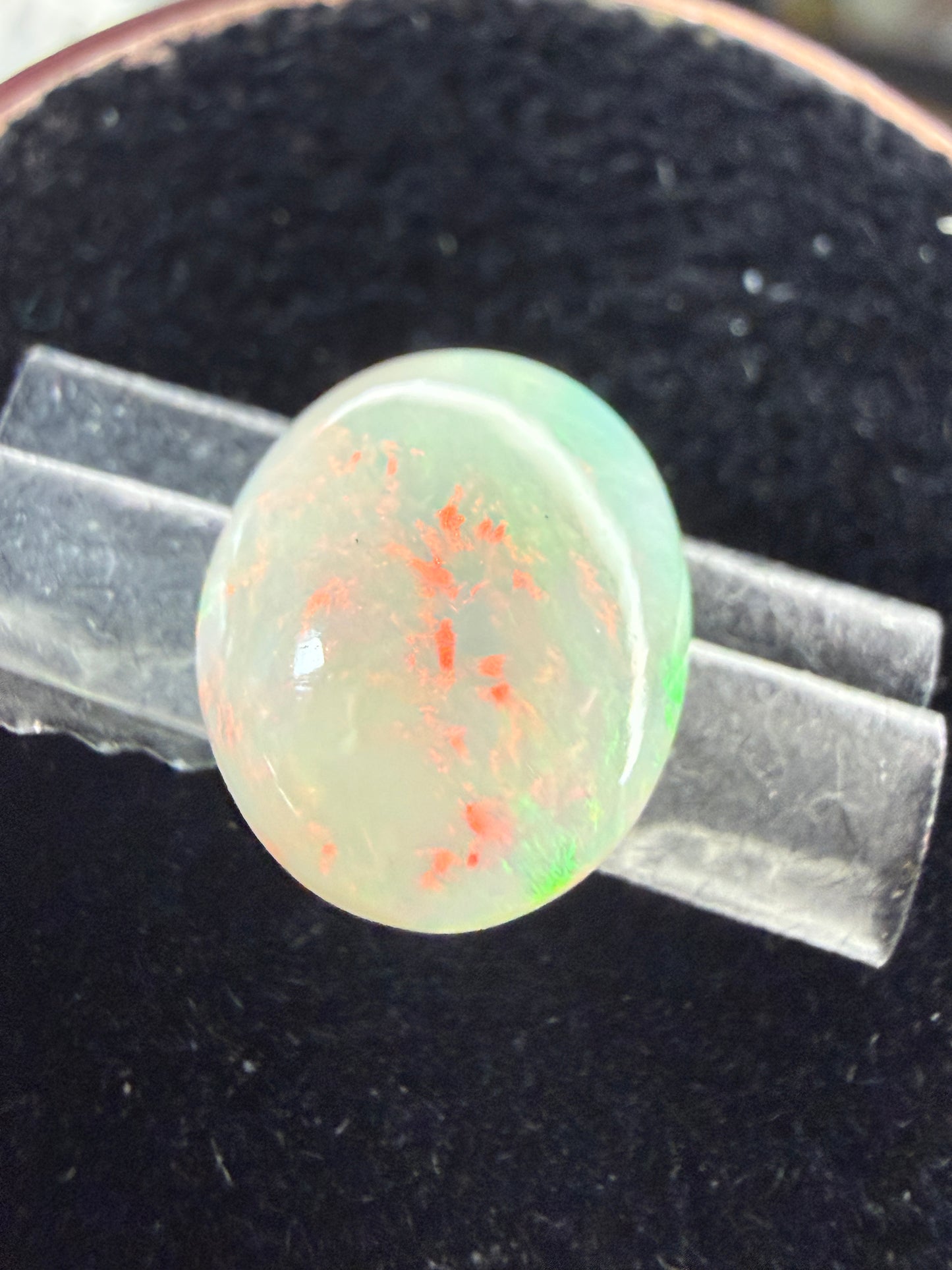 Natural Welo Opal Cabochon 11x9x4mm, 1.85ct- Broadflash/floral, rolling directional