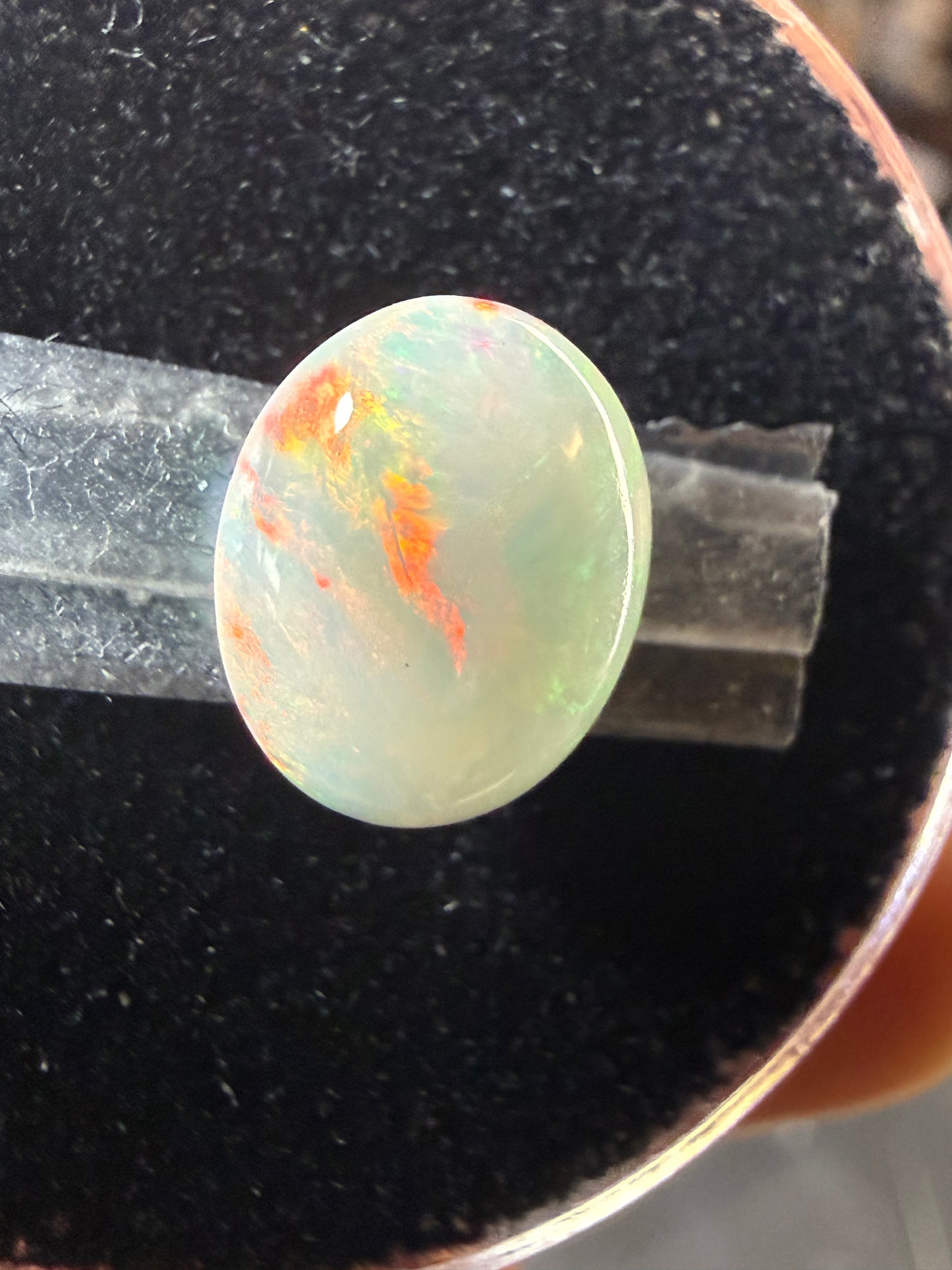 Natural Welo Opal Cabochon 11x9x4mm, 1.85ct- Broadflash/floral, rolling directional