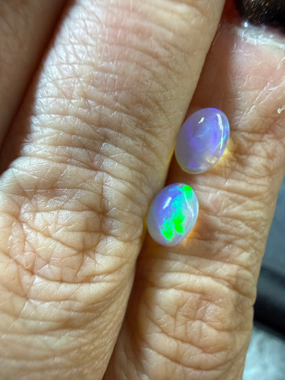 Matched Pair Natural Welo Opal Cabochon 7x5x2.5mm, 0.975ct total- Broadflash