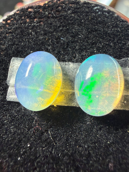 Matched Pair Natural Welo Opal Cabochon 9x7x5mm, 2.785ct total- Broadflash