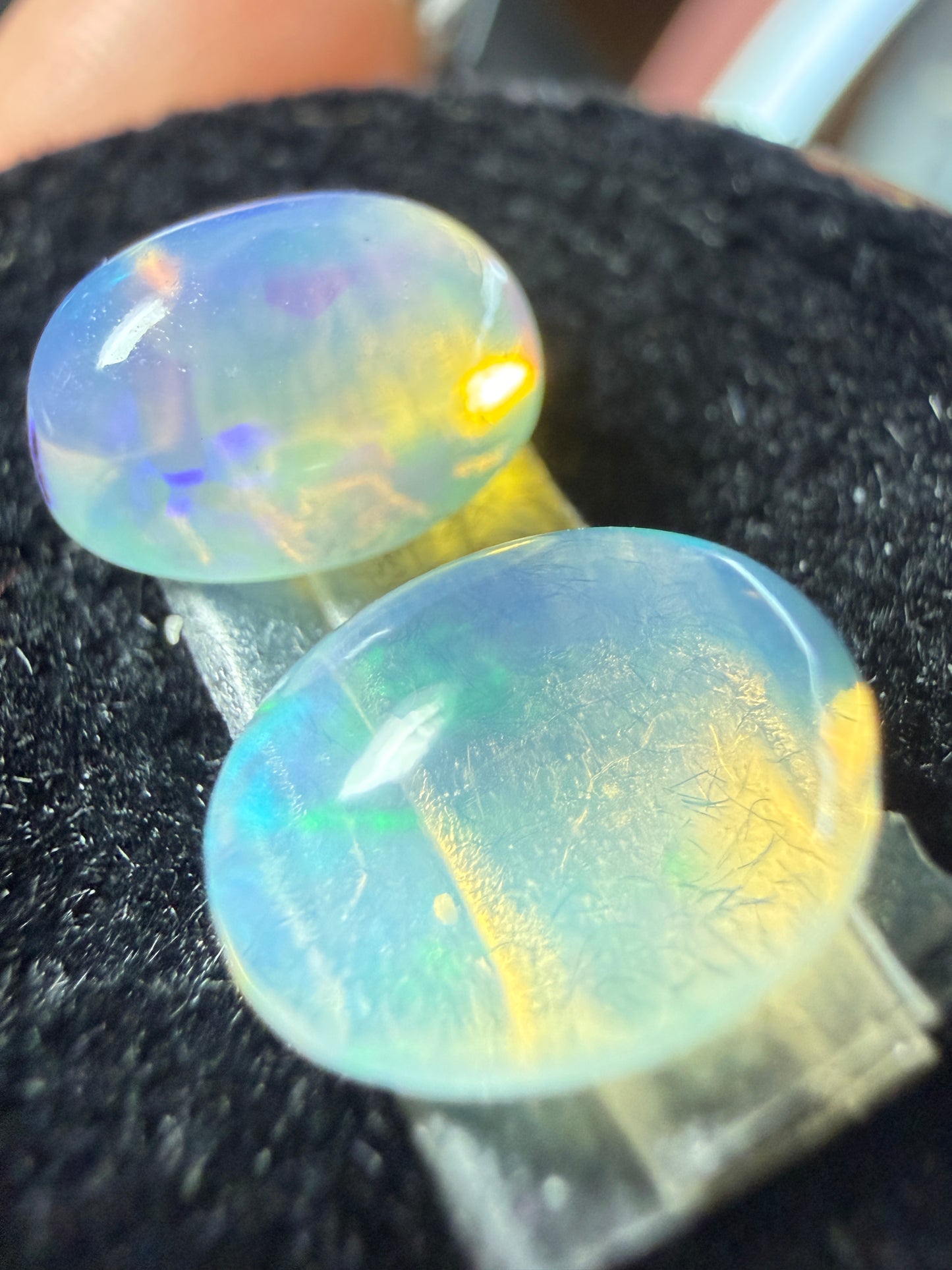 Matched Pair Natural Welo Opal Cabochon 9x7x5mm, 2.785ct total- Broadflash