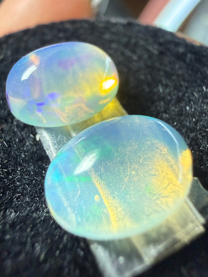 Matched Pair Natural Welo Opal Cabochon 9x7x5mm, 2.785ct total- Broadflash