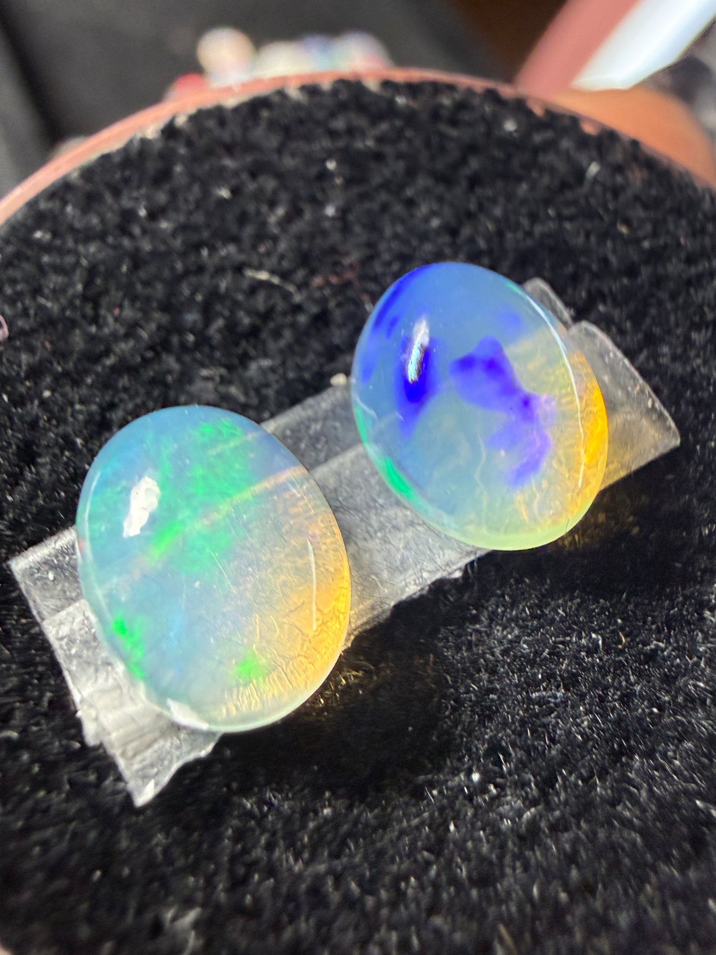 Matched Pair Natural Welo Opal Cabochon 9x7x5mm, 2.785ct total- Broadflash