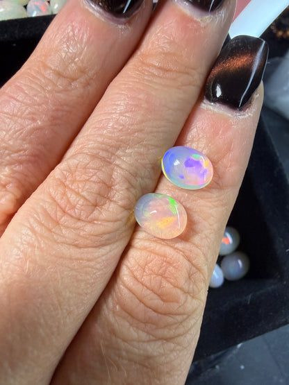 Matched Pair Natural Welo Opal Cabochon 9x7x5mm, 2.785ct total- Broadflash