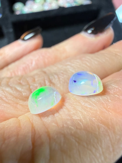 Matched Pair Natural Welo Opal Cabochon 9x7x5mm, 2.785ct total- Broadflash