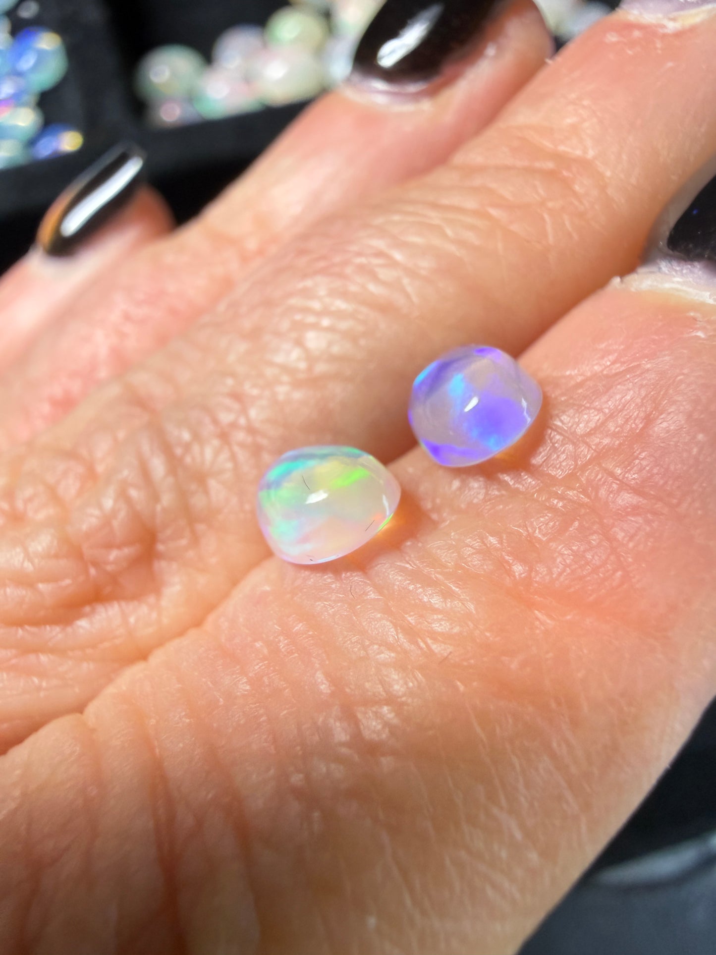 Matched Pair Natural Welo Opal Cabochon 7x5x3mm, 1.13ct total- Broadflash