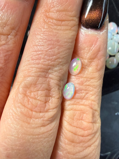 Matched Pair Natural Welo Opal Cabochon 6x4x2mm, 0.55ct total- Broadflash