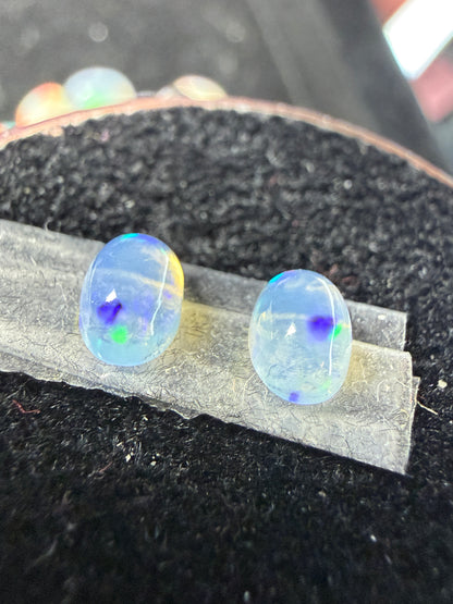 Matched Pair Natural Welo Opal Cabochon 6x4x3mm, 0.765ct total- Broadflash