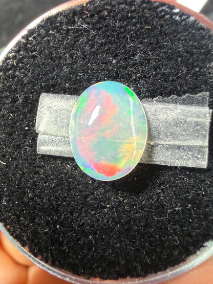 Natural Welo Opal Cabochon 11x9x4mm, 1.68ct- Painterly, floral, reds