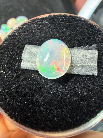 Natural Welo Opal Cabochon 11x9x4mm, 1.68ct- Painterly, floral, reds