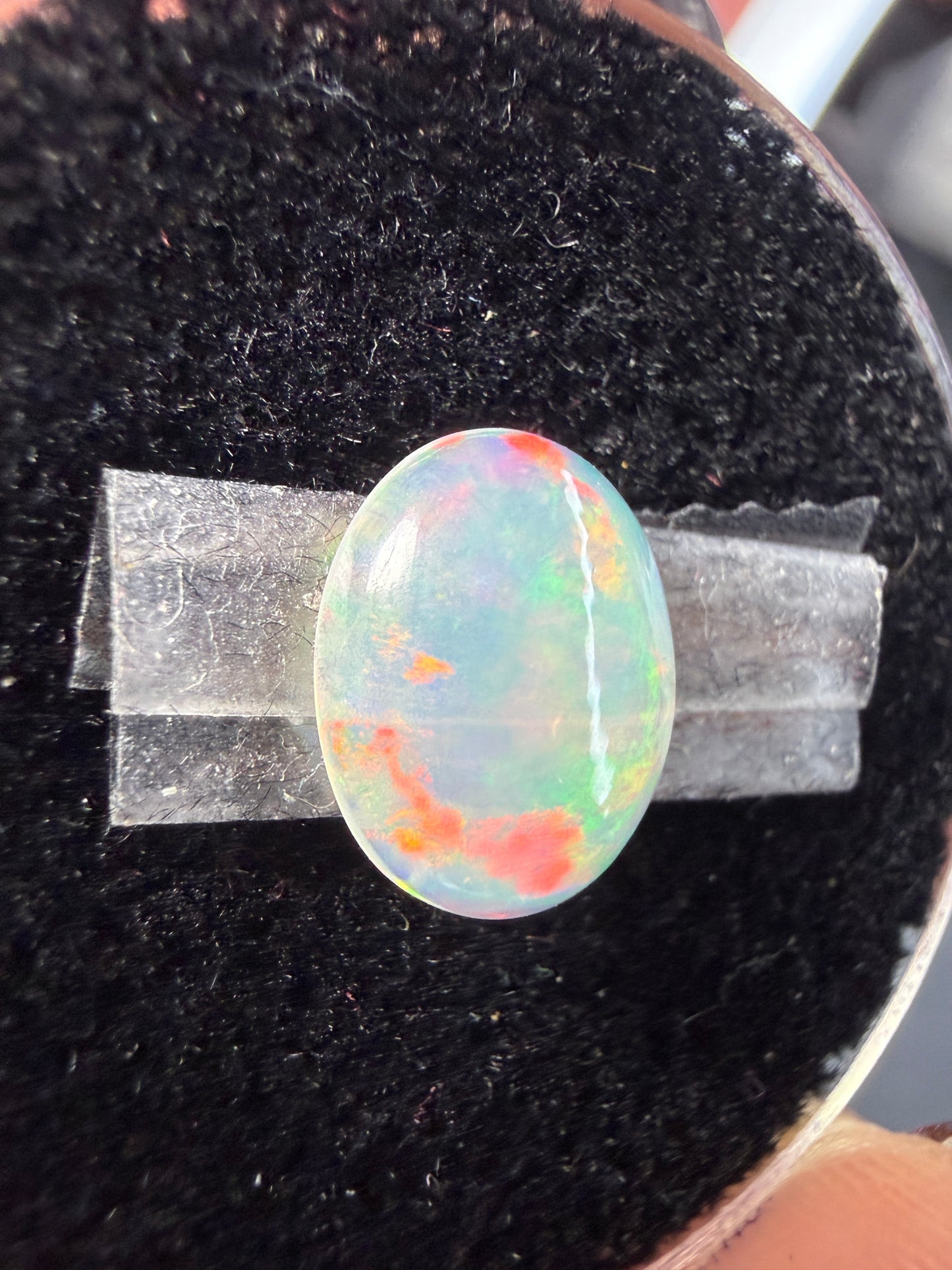 Natural Welo Opal Cabochon 11x9x4mm, 1.68ct- Painterly, floral, reds