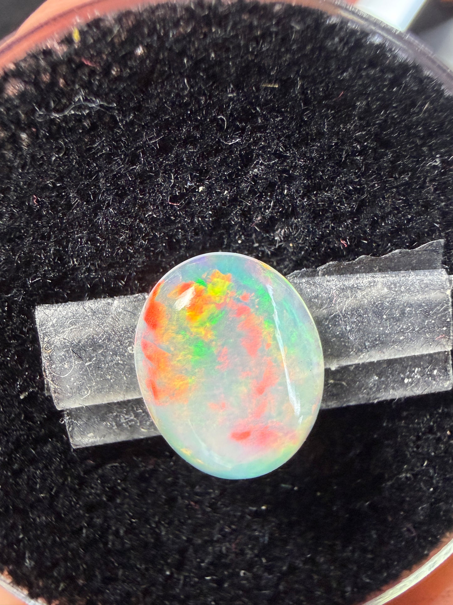 Natural Welo Opal Cabochon 11x9x4mm, 1.68ct- Painterly, floral, reds