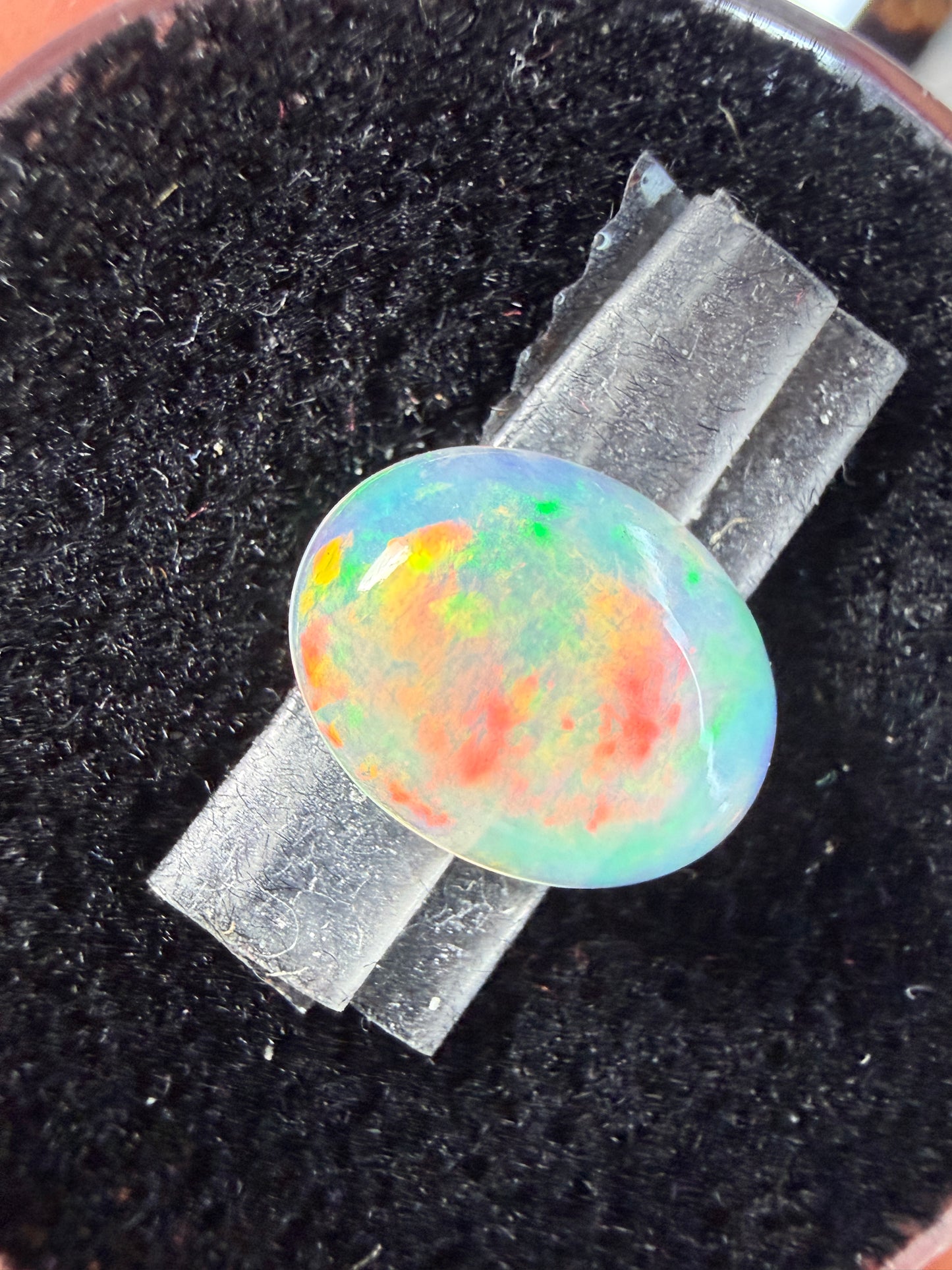 Natural Welo Opal Cabochon 11x9x4mm, 1.68ct- Painterly, floral, reds