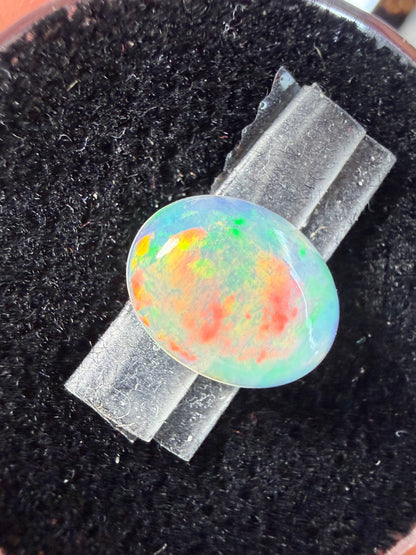 Natural Welo Opal Cabochon 11x9x4mm, 1.68ct- Painterly, floral, reds