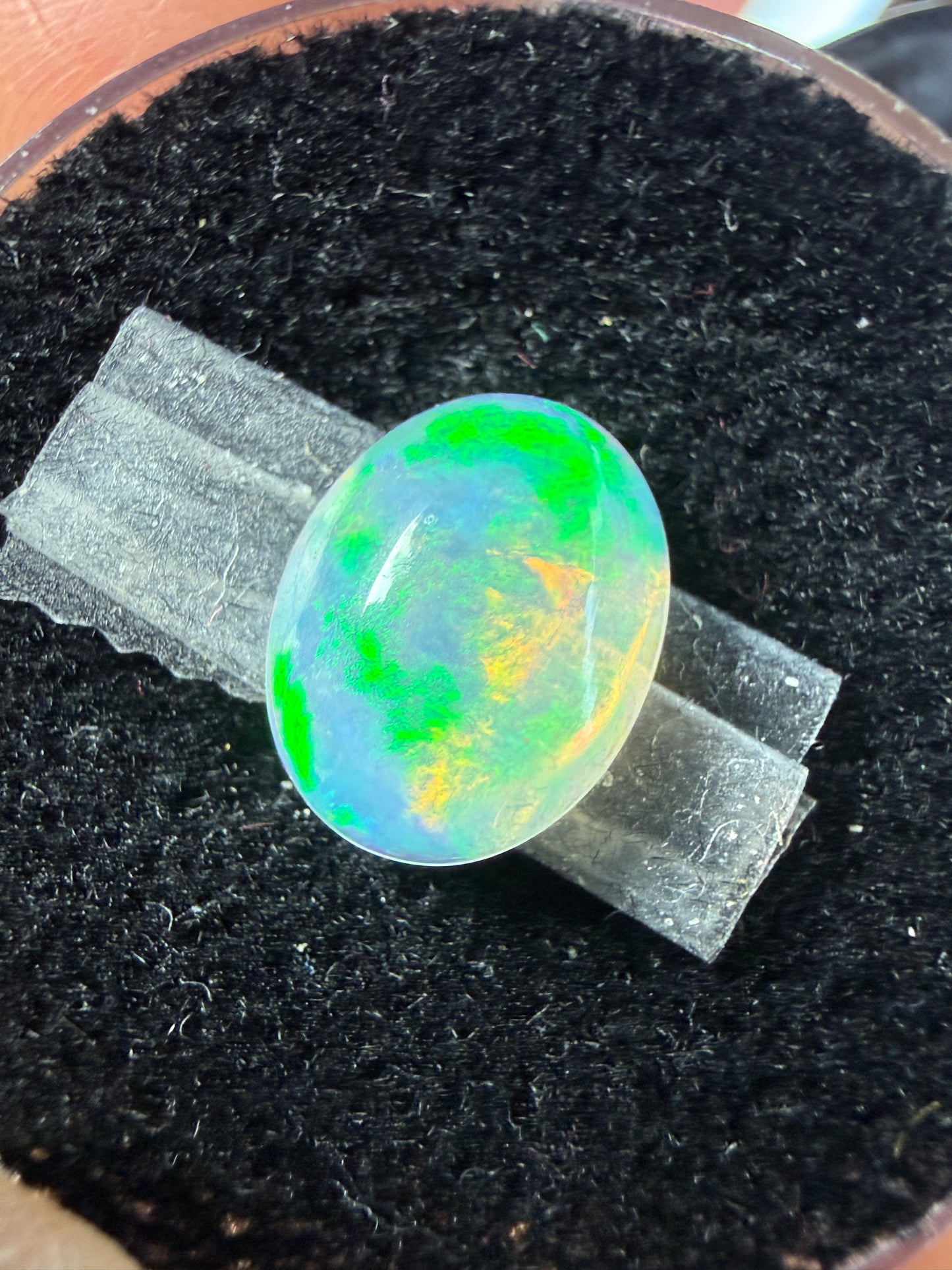 Natural Welo Opal Cabochon 11x9x4mm, 1.68ct- Painterly, floral, reds