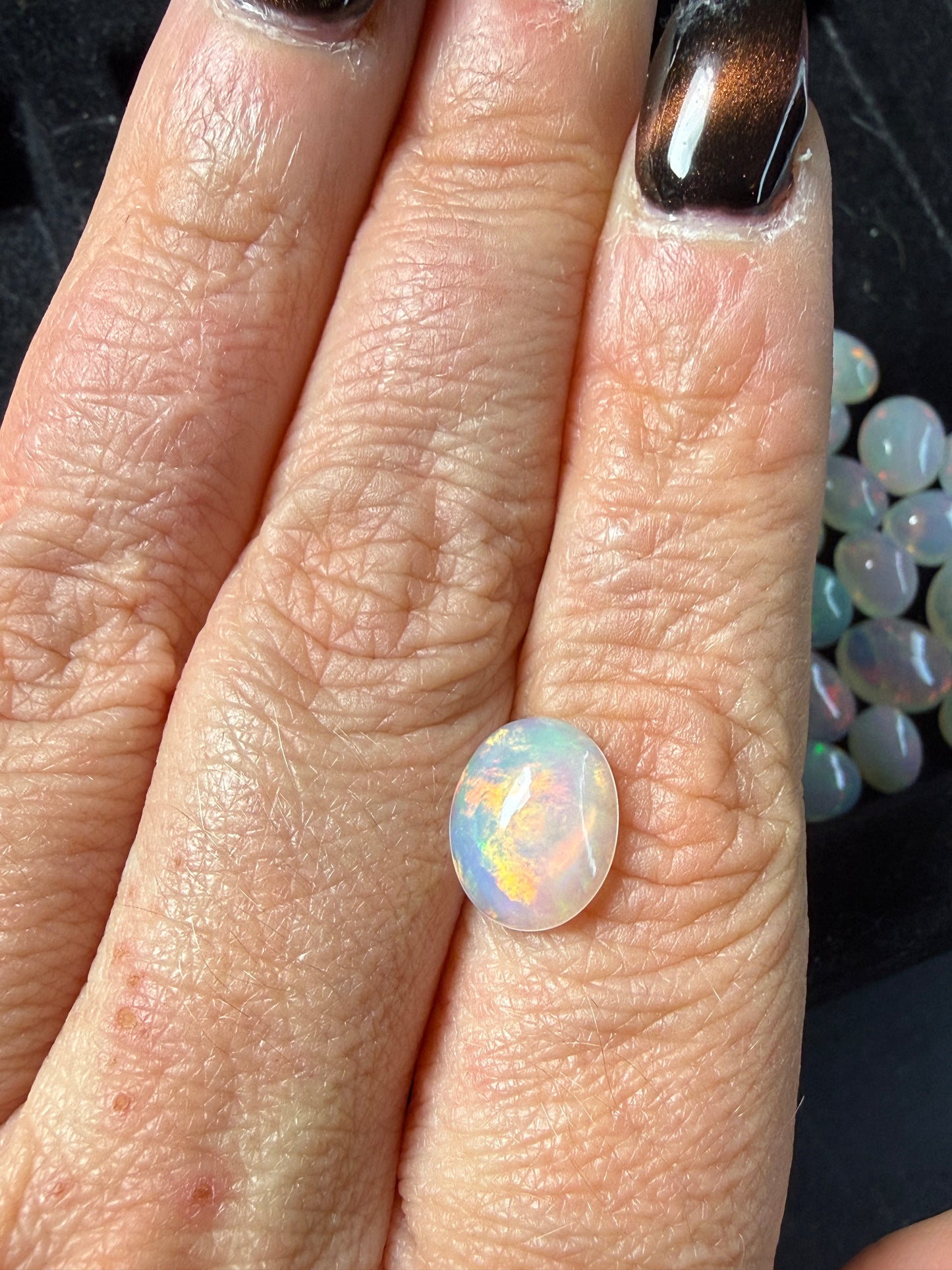 Natural Welo Opal Cabochon 11x9x4mm, 1.68ct- Painterly, floral, reds