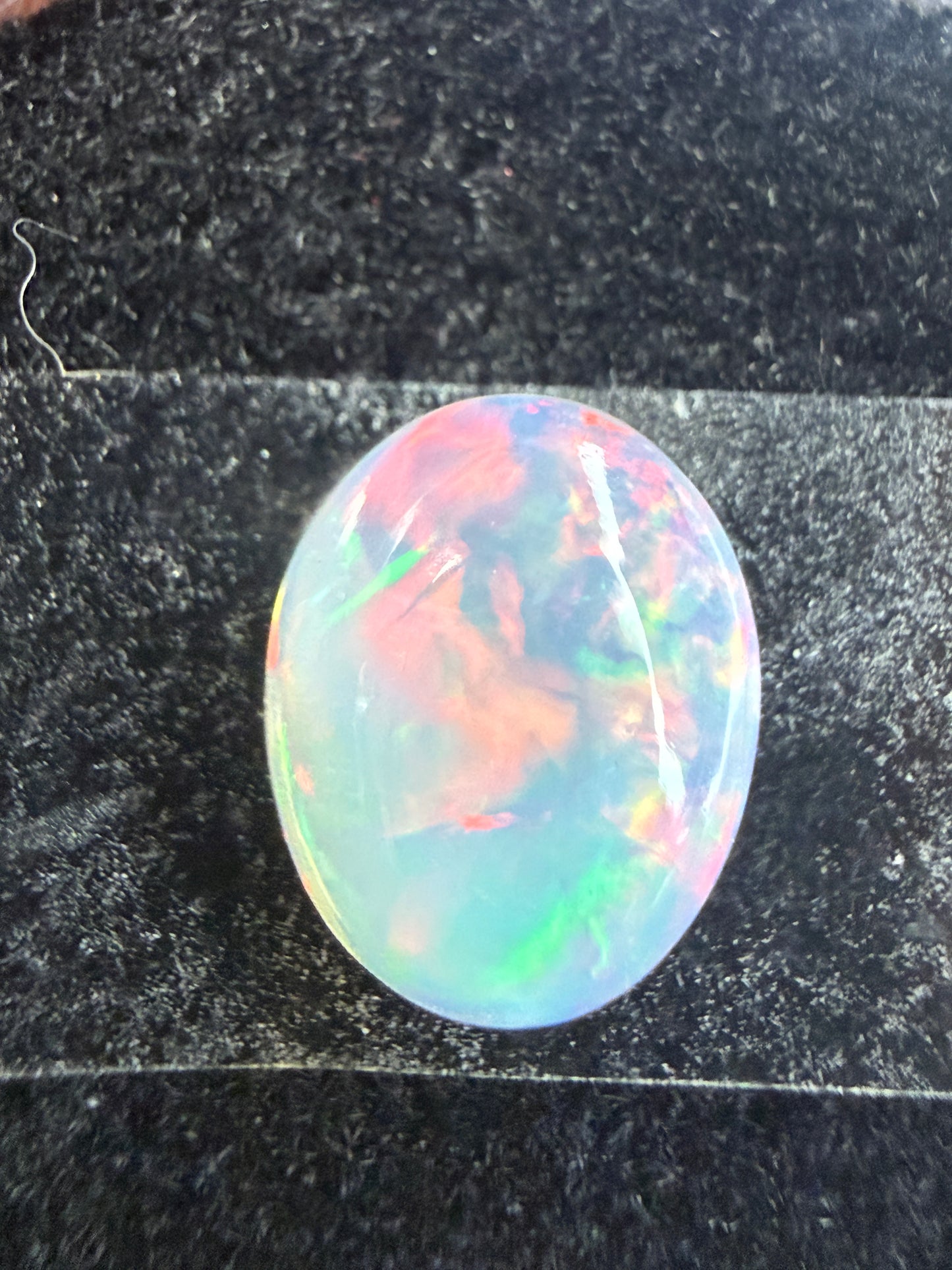 Natural Welo Opal Cabochon 11x9x5mm, 2.195ct- Broadflash, straw, reds!