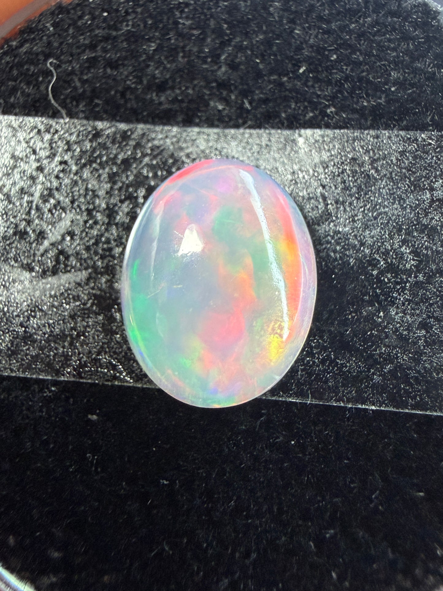 Natural Welo Opal Cabochon 11x9x4mm, 2.245ct- Broadflash, reds!
